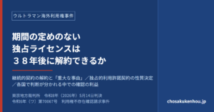 期間の定めのない独占的利用許諾契約は解約できるか——円谷プロダクションの請求を認め、ユーエム社の海外利用権不存在を確認した事例（ウルトラマン海外利用権事件・東京地裁令和8年5月14日判決）